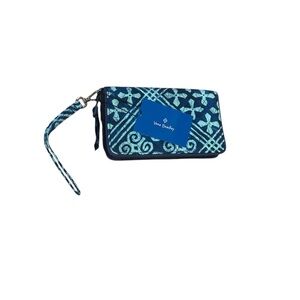 Vera Bradley Teal and Navy Patterned Wristlet
